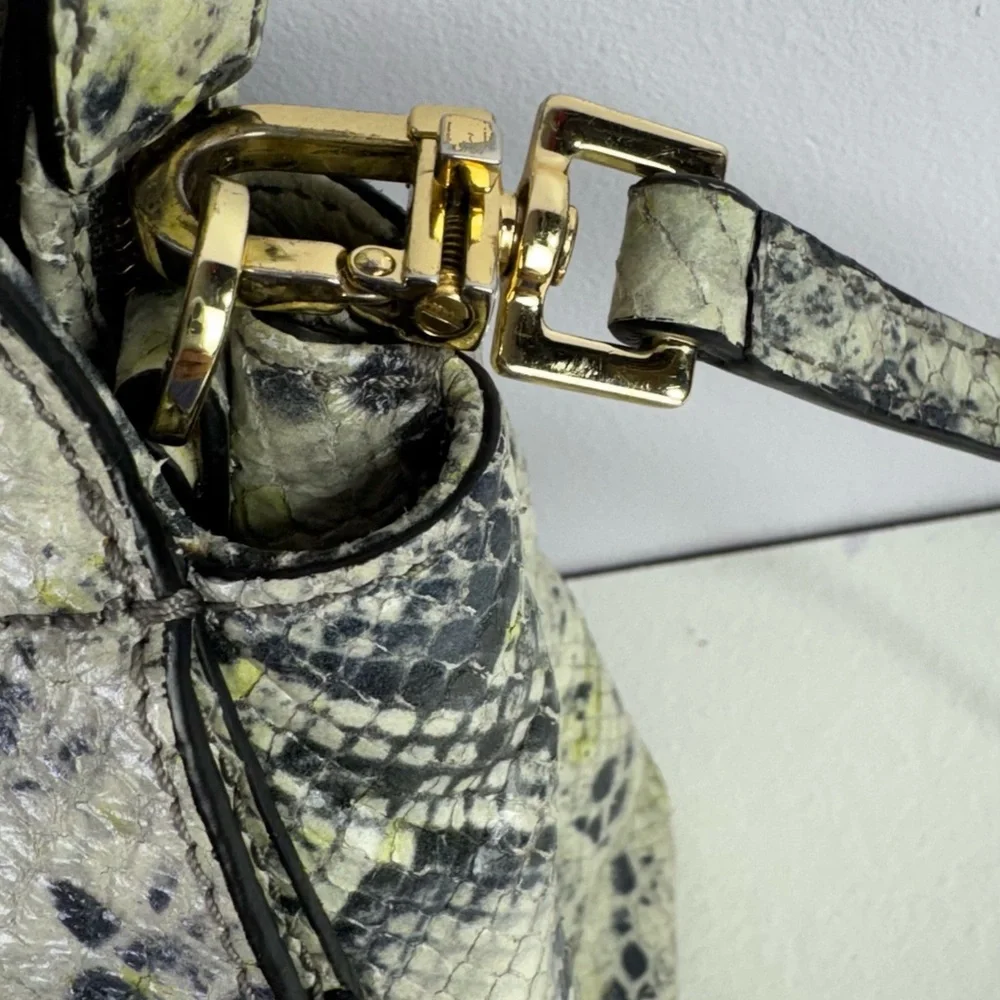 Tory Burch Clara Embossed Small Snake Printed Tote Bag  8.3" H x 8" L x 4.5" D - Picture 7 of 15